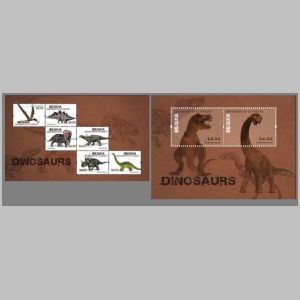 Dinosaurs on stamps of Bequia island and the Grenadines 2012