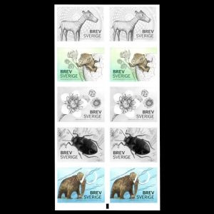 prehistoric animals on stamps of Sweden 2016