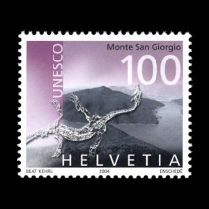 Fossils on stamp of Switzerland 2004