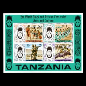 Hippopotamus and prehistoric humans on stamps of Tanzania 1965