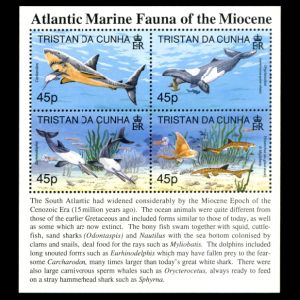 Atlantic marine fauna of the Miocene on stamps of Tristan da Cunha 1998