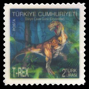 T-Rex on Lenticular stamp of Turkey 2012