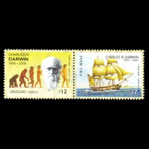 Charles darwin on stamps of Uruguay from 2009