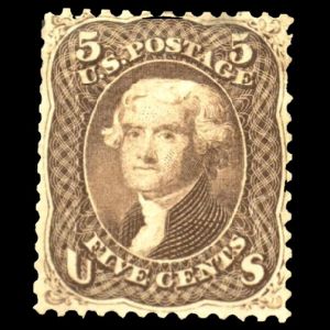 Thomas Jefferson on stamp of USA 1861