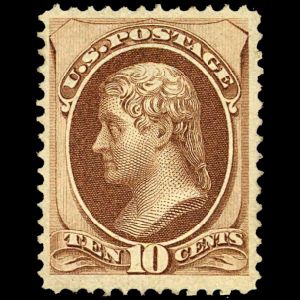 Thomas Jefferson on stamp of USA 1870
