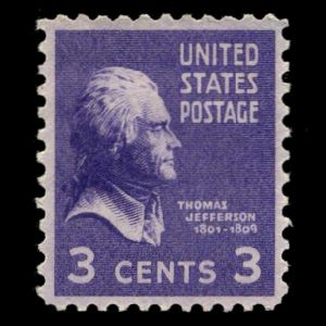 Thomas Jefferson on stamp of USA 1938