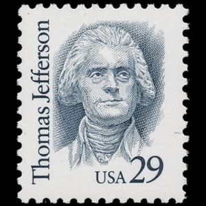Thomas Jefferson on stamp of USA 1993
