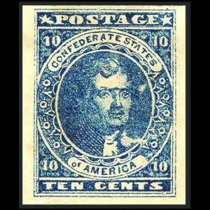 Thomas Jefferson on Confiderates States stamps from 1861-1862