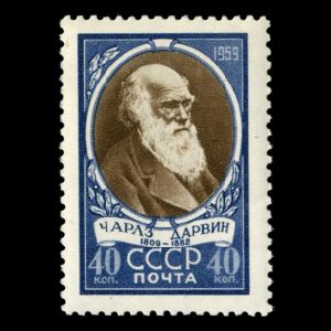 Charles Darwin on stamp of USSR 1959