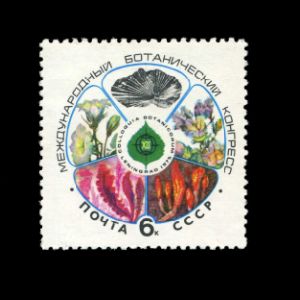 Plant fossil on XII International Botanical Congress stamp of USSR 1975