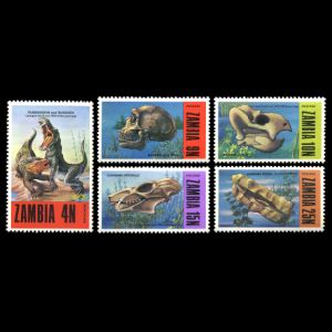 fossils dinosaurs Prehistoric Animals on stamps of Zambia 1973