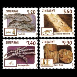 Fossils of dinosaurs, prehistoric animals and early human on stamps of Zambia 1998