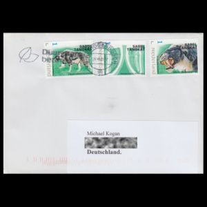 Sabre-toothed cat, Homotherium personal stamps of the Netherlands on circulated cover