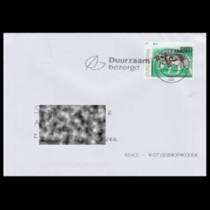sabre-toothed cat, Homotherium personal stamps of the Netherlands on circulated cover