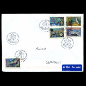 Exploration of Canada IV, Realizers stamps of Canada 1989 on circulated cover top Germany