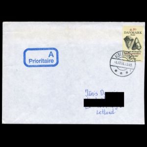 Fossil stamp of Denmark on circulated cover