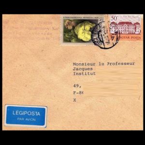 Circulated letter with Finds of prehistoric settlemens stamps of Hungary 1993