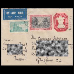 Stegodons stamp on circulated cover from  India to Glasgow in the Great Britain
