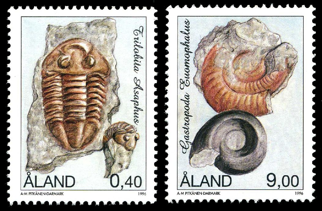 Fossils on stamps Aland Islands