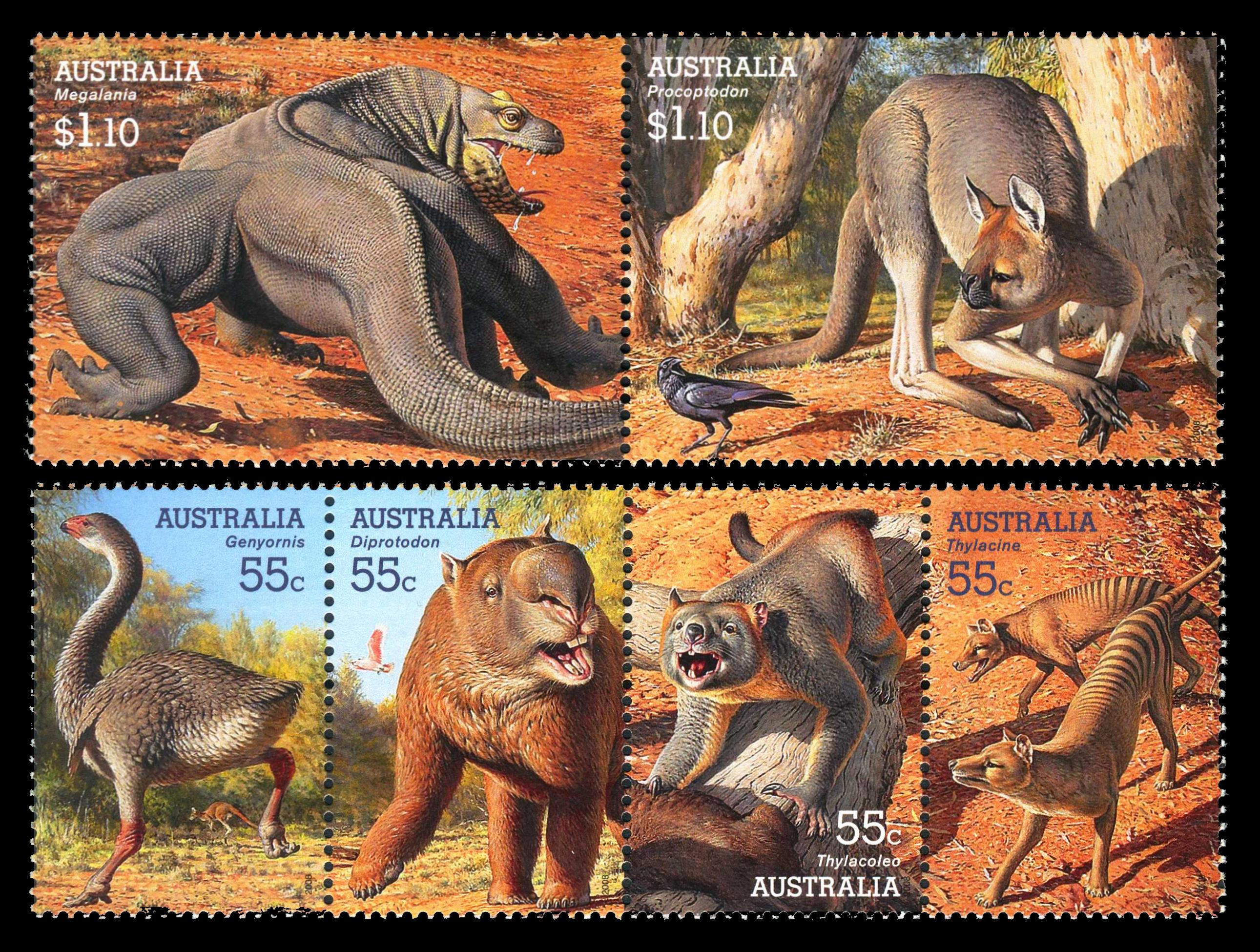 Megafauna on stamps of Australia