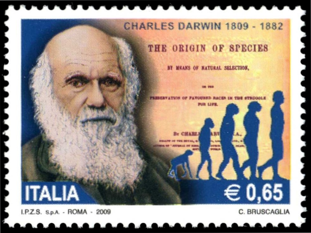 Charles Darwin on stamp of Italy