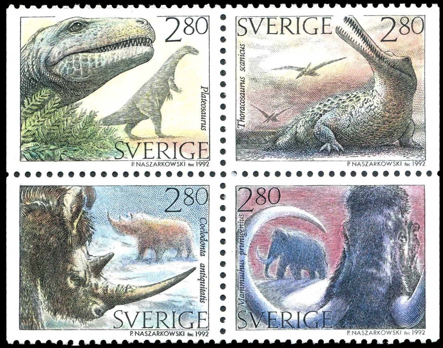 Prehistoric animals on stamps of Sweden