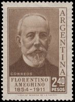 Florentino Ameghino on definitive stamp of Argentina 1956