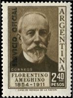 Florentino Ameghino on definitive stamp of Argentina 1957