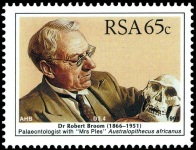Paleoanthropologist at work on stamp