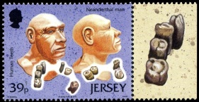 Human fossil on stamp