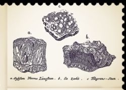 Stones and minerals on illustation of Reise igiennem Island (1772; Travels in Iceland) book) of Eggert Olafsson and Bjarni Pálsson