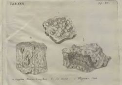Stones and minerals on illustation of Reise igiennem Island (1772; Travels in Iceland) book of Eggert Olafsson and Bjarni Pálsson