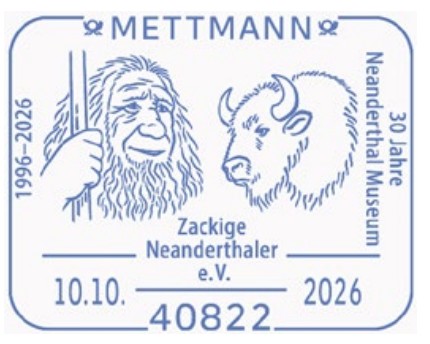 Commemorative postmark of Germany 2026 - 30 anniversary of Neanderthal Museum Commemorative postmark of Germany 2026 - 30 anniversary of Neanderthal Museum