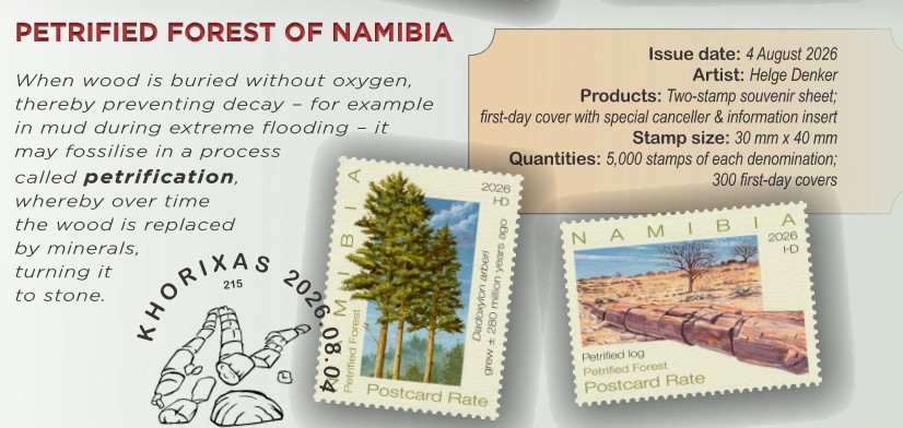 Petrified forest on stamps of Namibia 2026 Petrified forest on stamps of Namibia 2026